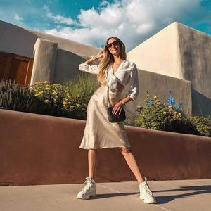 Quince Champagne Silk Midi Skirt NWOT